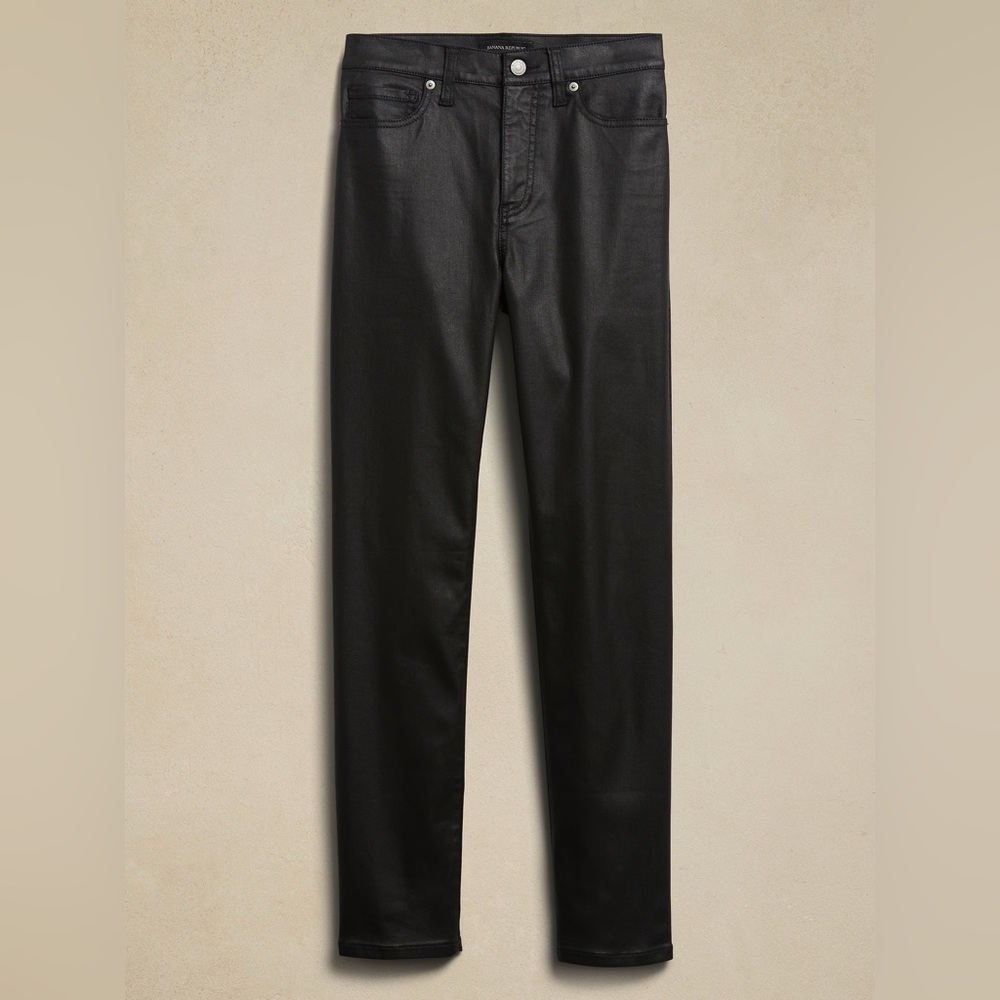 coated black skinny jeans